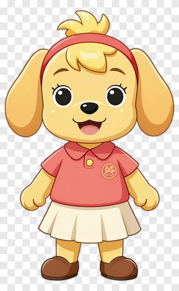 Cartoon Dog Character In A Pink Shirt And Skirt PNG