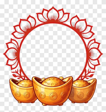 Golden Ingot With Floral Frame PNG