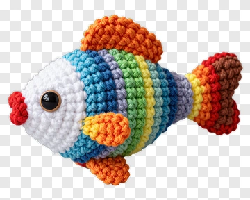 Colorful Crochet Fish Toy PNG
