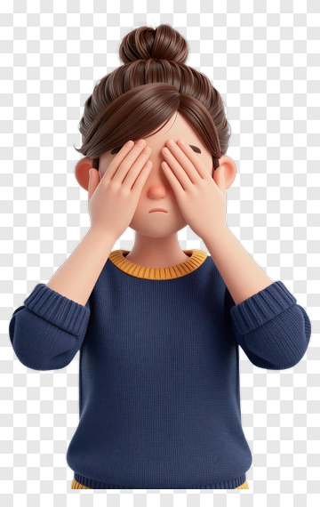 Cartoon Girl Covering Her Eyes PNG