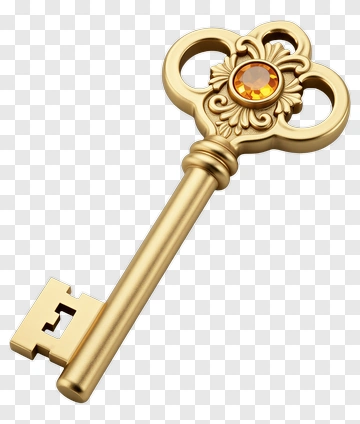 Golden Key With Ornate Design PNG