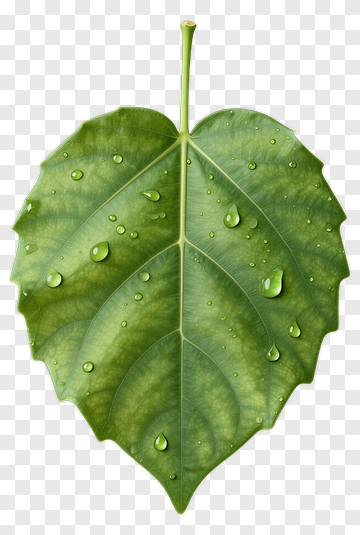 Green Leaf With Water Droplets PNG