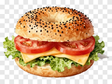 Bagel Sandwich With Lettuce And Tomato PNG