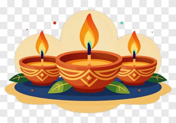 Colorful Diwali Oil Lamps PNG