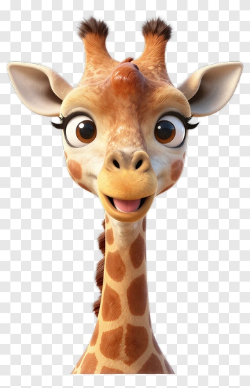 Cartoon Giraffe With A Happy Expression PNG