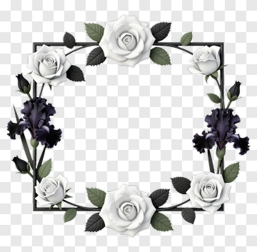 Black And White Floral Frame PNG