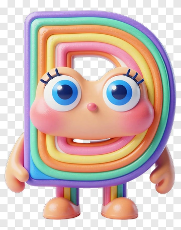 Cartoon Character D With Colorful Layers PNG