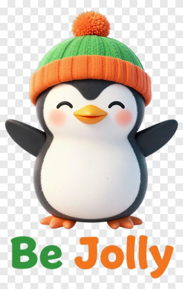 Cartoon Penguin Wearing A Colorful Hat PNG