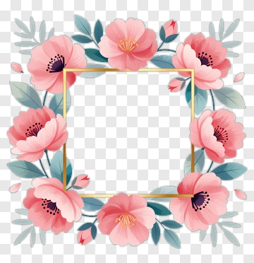 Floral Frame With Pink Flowers PNG