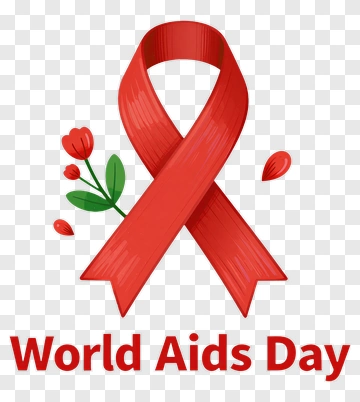 World Aids Day Red Ribbon With Flowers PNG