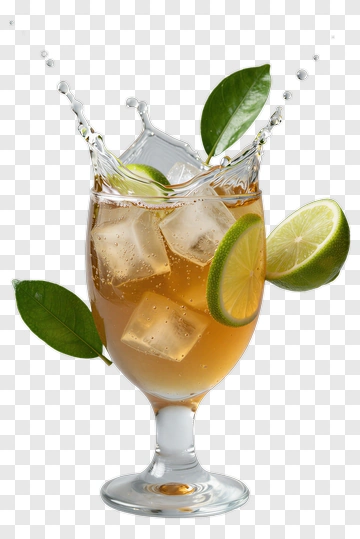 Refreshing Beverage With Lime And Ice PNG