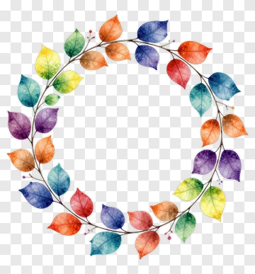 Colorful Watercolor Leaf Wreath PNG