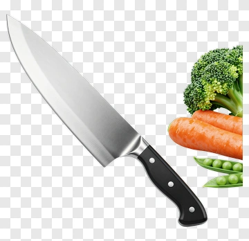 Chef's Knife With Fresh Vegetables PNG