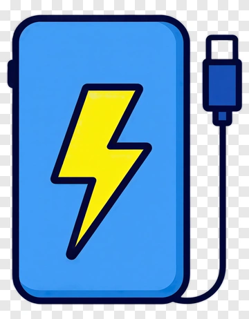 Power Bank With Lightning Bolt Icon PNG