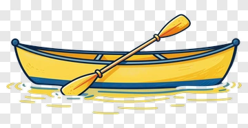 Cartoon Yellow Rowboat With Oars PNG