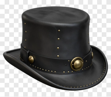Black Top Hat With Decorative Band PNG