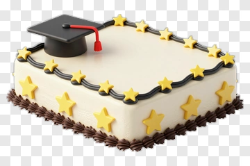 Graduation Cake With Stars And Cap PNG