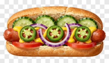 Hot Dog With Fresh Vegetables PNG
