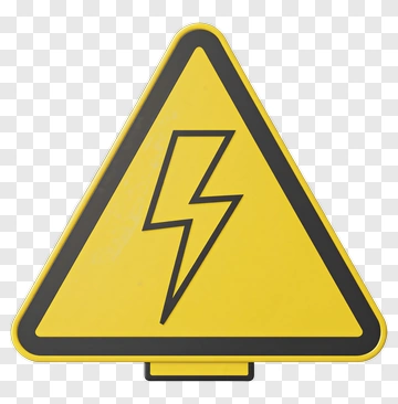 Warning Sign With Lightning Bolt PNG