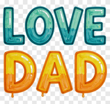 Colorful Love Dad Text PNG