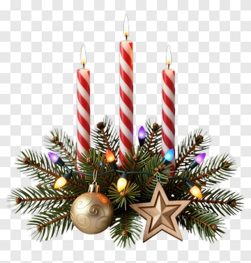 Christmas Candle Arrangement With Ornaments PNG