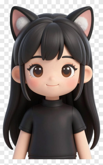 3D Girl With Cat Ears PNG