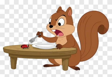 Cartoon Squirrel Eating A Ladybug PNG