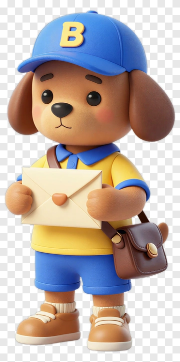 3D Dog Holding An Envelope PNG