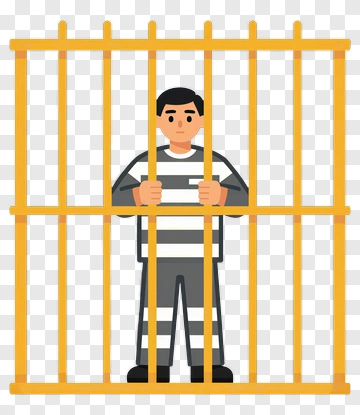 Cartoon Prisoner Behind Bars PNG