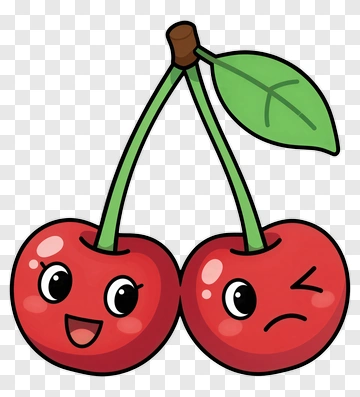Cartoon Cherries With Expressions PNG