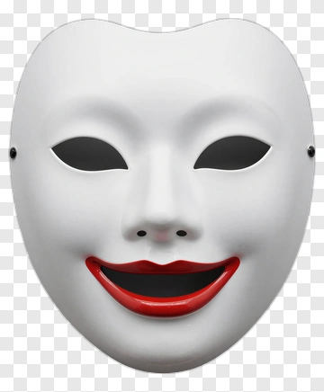 Theatrical White Mask With Red Lips PNG