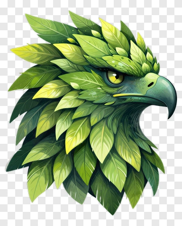 Leafy Eagle Head Illustration PNG