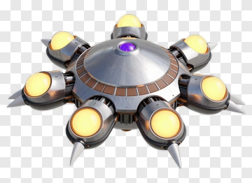 Futuristic Flying Saucer With Lights PNG