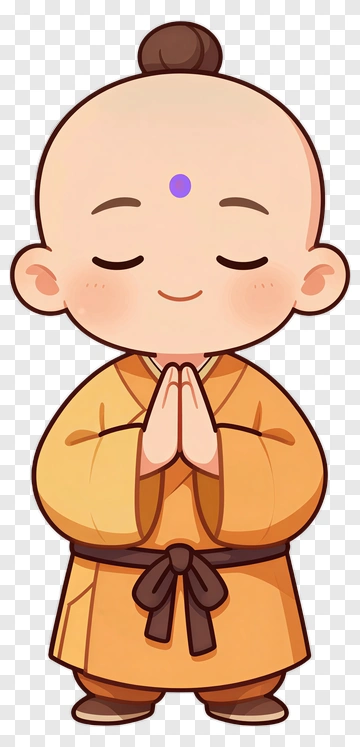 Cartoon Monk Praying With Hands Together PNG