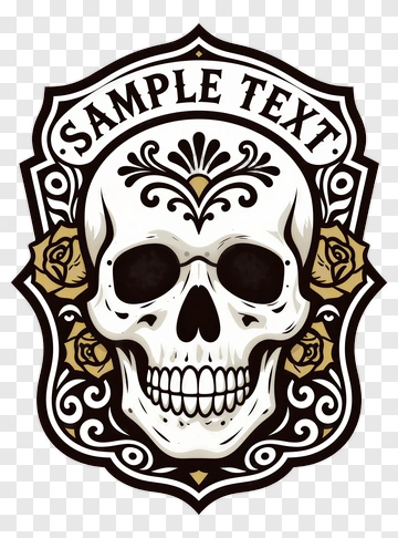 Decorative Skull With Floral Elements PNG