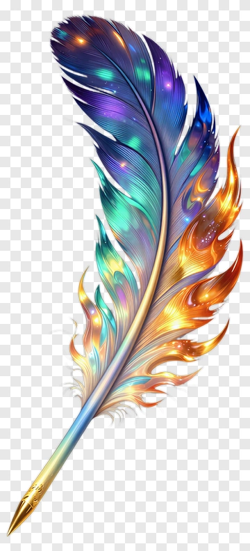 Colorful Feather Quill Pen PNG