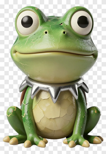 3D Cartoon Frog With Spiked Collar PNG