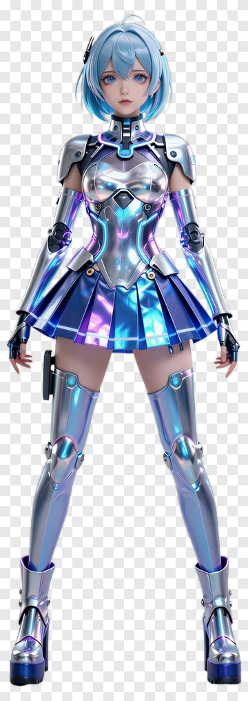 Futuristic Female Robot Character PNG