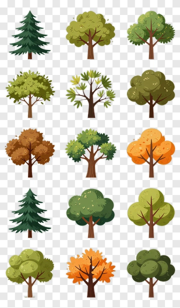 Collection Of Colorful Trees PNG