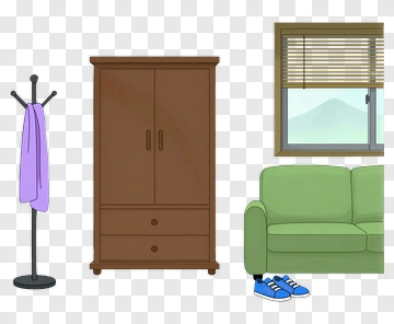 Living Room Interior With Couch And Wardrobe PNG