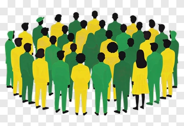 Diverse Group Of People In Yellow And Green PNG