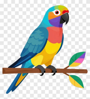 Colorful Parrot Sitting On A Branch PNG