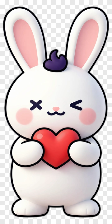 Cute Cartoon Bunny Holding A Heart PNG