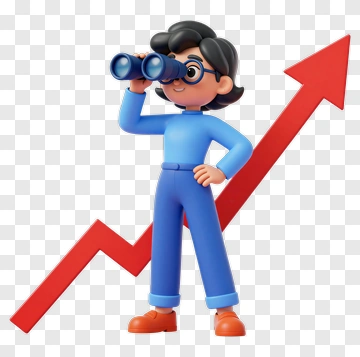 3D Child Looking Through Binoculars With Growth Chart PNG