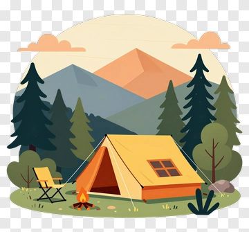 Camping Tent In A Mountain Scene PNG