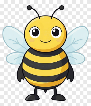 Cartoon Bee With Blue Wings PNG
