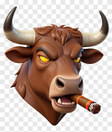 Cartoon Bull Head With Cigar PNG