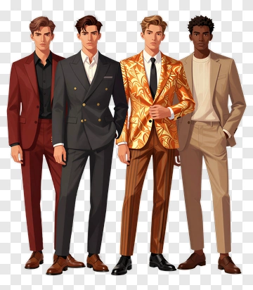 Stylish Group Of Young Men In Formal Attire PNG