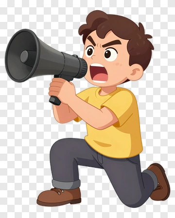Cartoon Boy Holding A Megaphone PNG