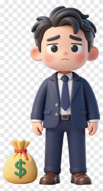 3D Businessman With Money Bag PNG